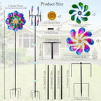 Metal Wind Spinners Outdoor,13'' Dia Purple Garden Wind Spinner & Sculpture,Waterproof Garden Windmill for Yard Art Decorations - size: 13'' Purple