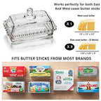 6.5'' Clear Glass Butter Dish with Handled Lid,Classic 2-Piece Design Butter Keeper For Countertop,Dishwasher Safe - size: 6.5 inches