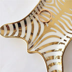 Zebra Stripe Jewelry Tray Ceramic Dishes Plate Gilded 5.9", Gold - color: Gold