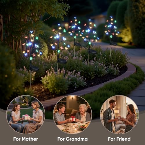 Solar Garden Lights Outdoor Waterproof,Garden Decor Solar Flowers For Outside Decorative,4Pack 2Modes Solar Powered Fairy Outdoor Decorations for Yard Patio Pathway, Gardening Gifts Mothers Day - color: Multicolor, size: 4 Pack