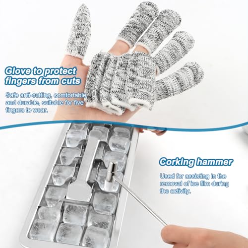 Stainless Steel Ice Cube Trays, 18-Slot Metal Ice Cube Trays for Freezer, Vintage Inspired Design with Release Lever Remove Handle for Making Large Cubes Kitchen & Bar