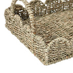 Household Essentials Seagrass Tray with Scalloped Edge, Natural - color: Natural Seagrass, size: 14" x 10" x 5"