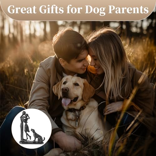 Sziqiqi Anniversary Iron Gifts for Her - Couple Love Sculpture Anniversary Iron Gift for Couple Girlfriend Wife Him Black Statue Metal Figurines for Home Decor Wedding Christmas Birthday Gifts - style: Couple & Dog