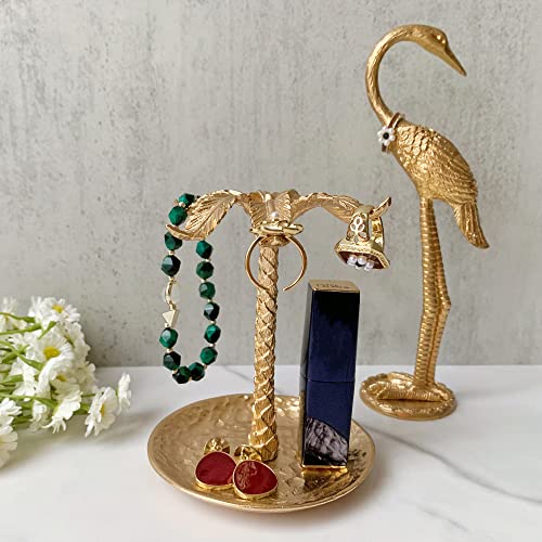 Metal Ring Dish Holder for Jewelry, Coconut Tree Jewelry Dish Ring Holder, Trinket Dish Jewelry Organizer for Dresser Christmas Mothers Day Birthday Wedding Gifts - color: Coconut Tree-Gold