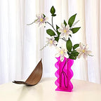 Hot Pink Acrylic Vase, 8-Inch Wave Shaped, Modern Centerpiece, Home Office Decor - color: Hot Pink