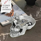 Mrlikale Skull Glasses Stand, Creative Eyeglasses Display Rack, Sunglasses Spectacle Holder, Key Holder Resin Sculptures for Entryway, Home, Office, Desk, Nightstand (Silver) - color: Silver