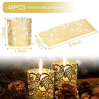 LOVEINUSA 48pcs Votive Candles Holders Wraps, Gold Tea Light Candle Fairy Home Decoration (No Bottom) - color: Gold