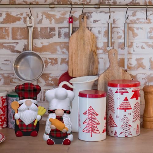 Seenelling 2 Pack Chef Gnome Ready to Paint Your Own Statues 4'' DIY Unpainted Ceramics Figurines Kit Blank Paintable Ceramics Art and Crafts Decorations - style: Chef Gnome