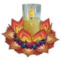 DIY Diamond Art Painting Candlestick Holders 5.71in Mandala Flower Shape Desk Candle Tray Tabletop Ornaments for Wedding Ramadan Party Home Table Centerpiece-Mandala12 - color: Mandala12