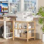 LELELINKY 3-Tier AV Media Player Stand, Natural Stereo Cabinet, Modern Audio Shelf, Wooden TV Stand,Game Console Shelf, Multifunctional Entertainment Center, Suitable for Home, Conference Room - color: Natural, size: 3 Tier
