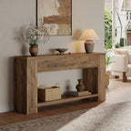 Tribesigns 70.9-Inch Console Tables for Entryway, Narrow Wooden Long Sofa Table Behind the Couch, Farmhouse Fluted Hallway Accent Table for for Living Room, Entrance, Foyer (Rustic Brown) - color: Rustic Brown