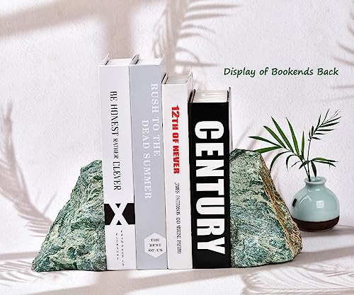 AMOYSTONE Decorative Bookends | Minimalist Green Mica Stone BookEnds 3-4LBS | Office Shelf Stabilizer | Eco-Friendly Stone - color: Green, size: 3-4 Pounds