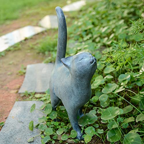 Newman House Studio Garden-Statues Cat-Figurines Home Garden Decor - Farmhouse Backyard Polyresin Kitten 7.6L x 4W x 14.5H inch - color: Single Cat