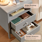 Huuger Grey Nightstand Set of 2, Night Stand with Charger Station, Bedside Table with 2 Drawers, Bed Side Tables for Bedroom, Modern Nightstands, Metal Knobs, Painted Surface - color: Grey