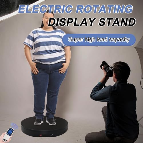 Ultra-Thin&Heavy Duty Remote-Controlled Motorized Turntable,Motorized Rotating Display Stand,Speed-Adjustable Rotating Platform,Human 3D Scan Electric Turntable for Scan,Showcase(19.7in/Black) - size: 19.7inch/Black/600Lbs Load