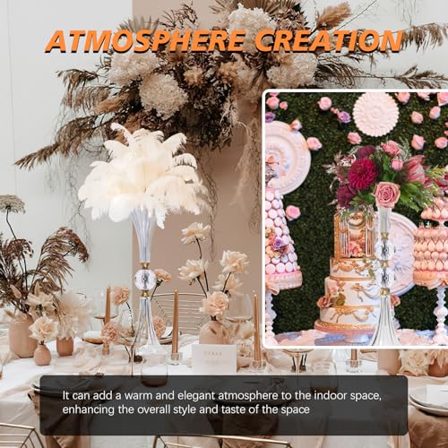 VIJIV Crystal Acrylic Trumpet Vase for Wedding Centerpieces & Home Decor - 18.9" Clear Flower Stand with Ribbed Texture, Gold Accents, Table/Floor Vase for Events, Bridal Showers & Boho Weddings - size: S/18.9 Inch Tall