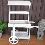 Sunnydaze Flower Cart Display Stand with Wheels - Dessert Candy Cart - Market Flower Display Stand - 2 Shelves - Fir Wood - White - color: White