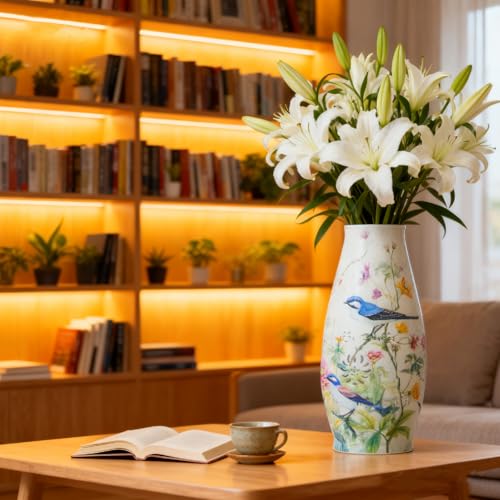 3D Puzzles Vase with LED Light, Creative Puzzle Vases Adult Crafts DIY Decorative Flower Vase for Home Decor Unique Gifts for Housewarming Christmas Mother s Day - color: Peony Birds