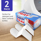 IMPRESA Laundry Detergent Cup Holder & Laundry Drip Catcher - 2-Pack, White Plastic - Slides Under Tub for Universal Detergent Drip Tray & Spill Prevention