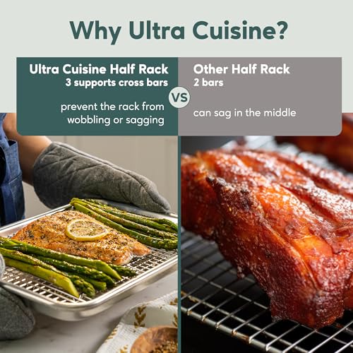 Ultra Cuisine Oven-Safe, Dishwasher-Safe 100% Stainless Steel Cooling & Baking Rack Set - Tight-Wire Bake for Oven Cooking - Heavy Duty - 8.5x12 - Set of 2 - Small Quarter Sheet Pan Cooling Racks - size: 8.5" x 12" 2-Pack
