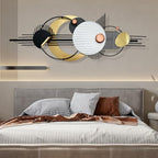 Metal Wall Art, Black and White Gold Wall Sculptures, Minimalist Geometric Decor, 3D Large 59"*21” Wall Art for Living Room Bedroom Bathroom Study Modern Wall Decor, Home Hanging Wall Sculpture - style: wall sculpture 2