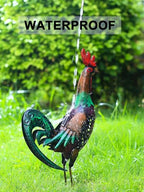 Solar Rooster Statue Light Outdoor, 18" Metal Yard Art Rooster Figurines(Retro Rooster). - style: Retro Rooster