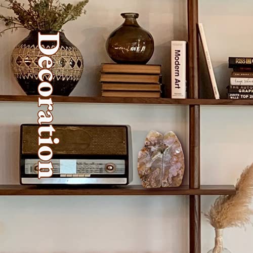 Rock Bookends Natural Agate Bookend Decorative Book End Crystal Unique Home Decor for Shelves Heavy Book (1 Pair, 5-6 LBS) - color: Nature, size: 5-6LBS
