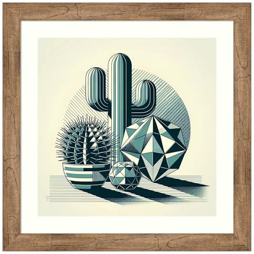 Amanti Art Framed Wall Art Print 28x28 Succulents in Angled Vases by David Galan, Abstract Wall Art, Modern Contemporary Decor, Medium Poster Painting Artwork for Living Room, Bedroom, Bathroom, - color: Owl Brown Narrow, size: 28"L x 28"W