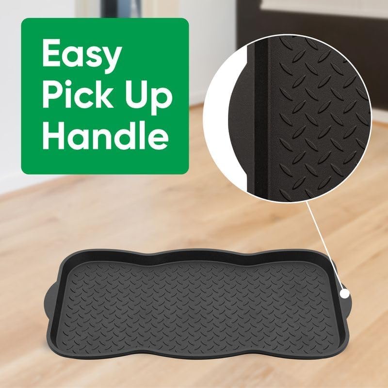 Superio Shoe & Boot Tray for Entryway, All Season Indoor and Outdoor Waterproof Mat for Snow and Mud, Heavy Duty Black Shoe Tray, Multi-Purpose: Pet Food, Under Sink Mat, Garden, All-Weather Use
