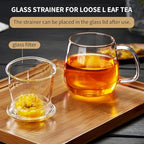 DOPUDO Large Glass Tea Cup, 34 oz Borosilicate Glass Tea Mug with Infuser and Lid, 1000ML Clear Tea Cups for Brewing Scented Tea and Tea Bag. - size: 34 Ounces