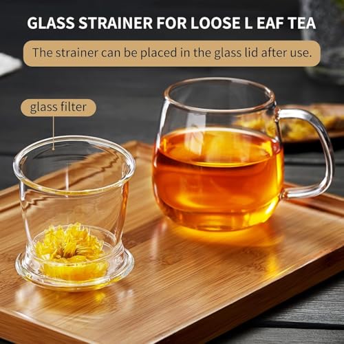 DOPUDO Large Glass Tea Cup, 34 oz Borosilicate Glass Tea Mug with Infuser and Lid, 1000ML Clear Tea Cups for Brewing Scented Tea and Tea Bag. - size: 34 Ounces