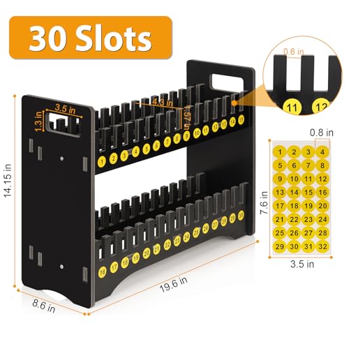 Cell Phone Holder Classroom Cell Phone Storage 2-Tier Multiple Cell Phone Stand Rack with 1-30 Number Stickers PVC Board Mobile Phone Holder Desktop Organizer for Classroom (Black, 30 Slots) - color: Black