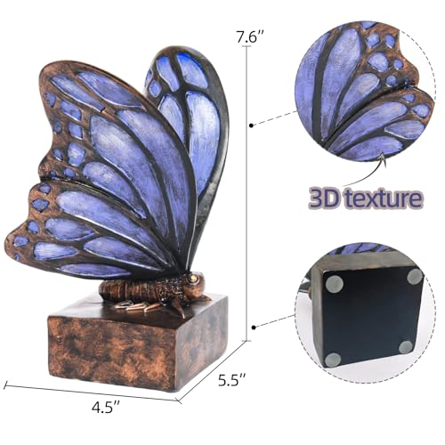 Vintage Purple Butterfly Bookends,Resin Book Ends for Shelves,Heavy Duty Decorative Bookends,Creative Book Stopper Holder Decor for Desk Home Office,Shelf Decoration,Gifts for Mother's Day - color: Purple