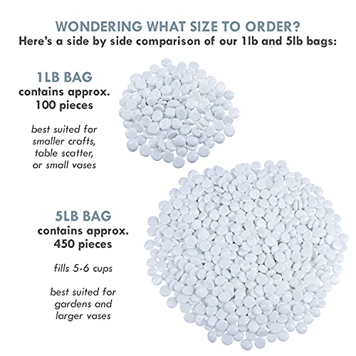 Galashield Flat Glass Marbles for Vases White Glass Gems Beads Pebbles Vase Filler (1 LB, Approx. 105 PCS) - color: White, size: 1 LB