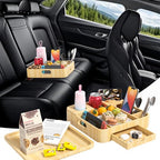Couch Cup Holder, Couch Tray Cup Holder Sofa Tray, Large Capacity 2-Tier Wooden Trays with Drawer for Sofa, Bed, Picnic, Drinks, Snacks, Remote, Cell Phone, Headphones (Solid Pine Wood)12.5*12.5 in - color: Natural Pine Wood