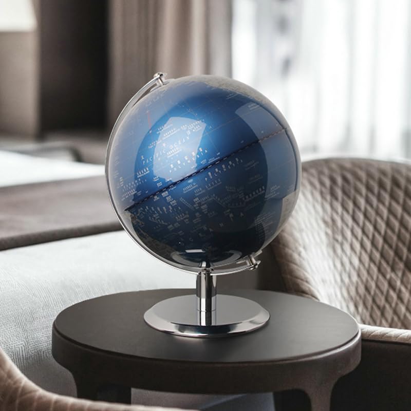 TTKTK World Globe with Stainless steel Stand, 8inch Earth Modern Desktop Globe For Educational Home Office Desk Bookshelf Decor, Cool Tech Gift for Business Men Father Boys Adults & Kids