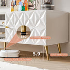 58” TV Stand for 55/60/65 Inch TV, Modern Entertainment Center with Adjustable Shelf, Media Console with Storage Cabinet, TV Console with Gold Legs and Handles for Living Room, Bedroom, White