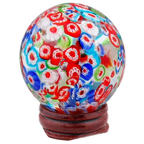 SUNYIK Multicolor Floral Murano Glass Crystal Ball Sphere Decor Sculpture Figurine(1.8"-2")