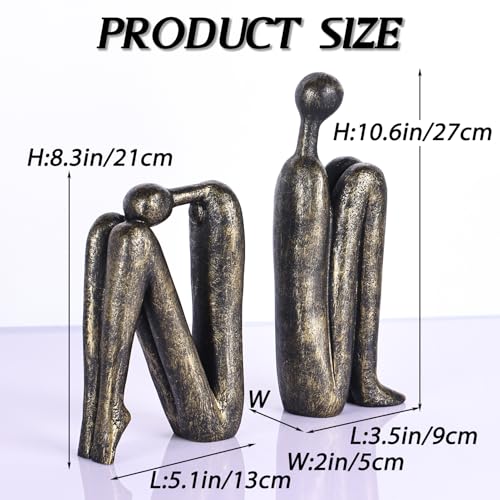 Heavy Bookends for Heavy Books – Modern Decorative Book Ends Thinker Statue, Creative Bookends Book Stopper for Shelves, Abstract Sculpture Bookshelf Desk Decor for Home Office (Imitation Bronze) - color: Bronze