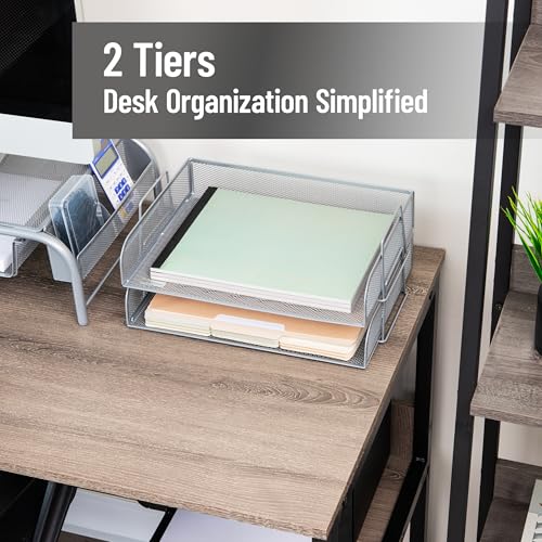 Mind Reader Stackable Paper Tray, Desktop Organizer, File Storage, Office, Metal Mesh, 2 Pcs., Silver - color: Silver