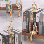 SHENGTIAN Resin Reading Sculpture Graffiti Decor Sitting Thinker Statue Abstract Sculptures, Bookshelf Decor Accents Resin Gold Figurines for Home Office Living Room Shelf Desktop Decor (Graffiti-2)
