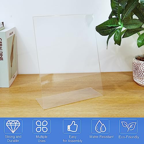 12 Pack Acrylic Sign Holder 8.5 x 11 Slant Back Acrylic Stands for Display Plexiglass Clear Acrylic Display Stands for Ad Frame, Picture Photo Frames, Promotions, Restaurants, Office, Store - size: Vertical 12 Pack 8.5x11''