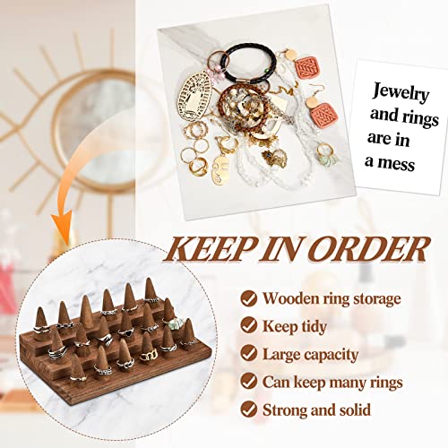 Juexica 18 Fingers Wood Ring Display Wooden Finger Ring Stand for Selling Jewelry Display Holder Showcase for Storage(Brown) - color: Brown