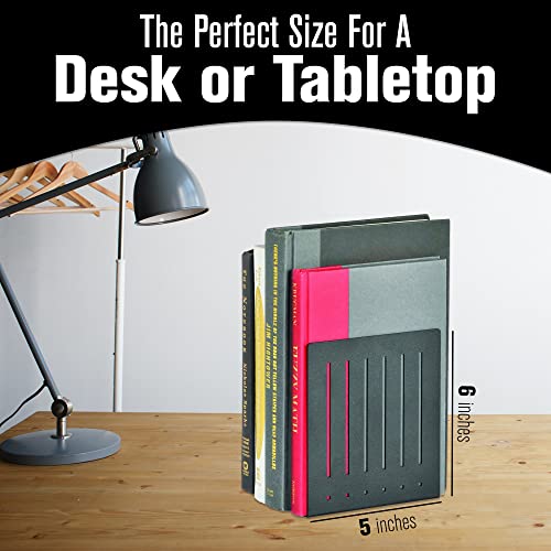 STEELMASTER by BankSupplies 6-Inch Heavy Duty Bookends | Scratch Resistant Finish | Heavy Gauge Material | Non-Slip Padded Base Protection | For Office, Bookshelves, Binders & Books - color: Black, size: 6-Inch Pair
