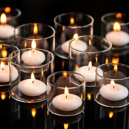 Romadedi Votive Tealight Candle Holders - 48 pcs Clear Glass Tea Light Holders Bulk Small Table Centerpieces Wedding Decor Party Dinner Home Decorations Festivals Christmas - color: Clear, size: S-24pcs+L-24pcs