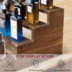ZUJJAFY Cologne Organizer for Men, 4 Tier Wooden Cologne Stand Mens Fragrance Shelf, Tiered Wood Risers Display Stands for Perfume, Cupcake, Figures, Dessert, Brown