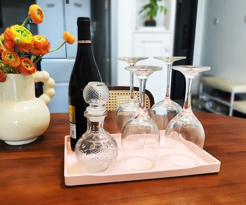 Pink Serving Tray (11.8 x 8.7 inch) for Serving Accessory, Spa, Coffee, Drinks, Wine, Tea, Bar, Party, Seasoning, Perfume and Display Use. - color: Pink-1 Tray, size: 11.8" x 8.7" x 0.8"