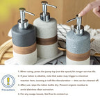 Ceramic Soap Dispenser Set(2 Pack) – Hand Soap, Dish Soap, Shampoo & Shower Soap Dispenser for Bathroom & Kitchen, Stainless Steel Pump, Includes Silicone Funnel & Diatomaceous Tray, Gray - color: Gray and White, size: 2xSoap Dispenser Set with Tray