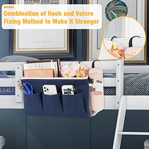 Lilithye Bedside Caddy Bedside Organizer Bedside Storage Caddy with Fixed Straps and Water Bottle Holder for Home College Dorm Bunk Bed Hospital Bed Crib Bed Rails (2pcs Navy Blue) - color: 2pcs Navy Blue