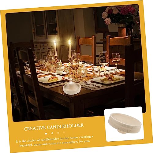Ipetboom Modern Minimalist Ceramic Taper Candlestick Holder for Home Decor Stable Desktop Candle Holder for Living Bedroom Study Beige Centerpiece for Wedding and Festive Table Decoration
